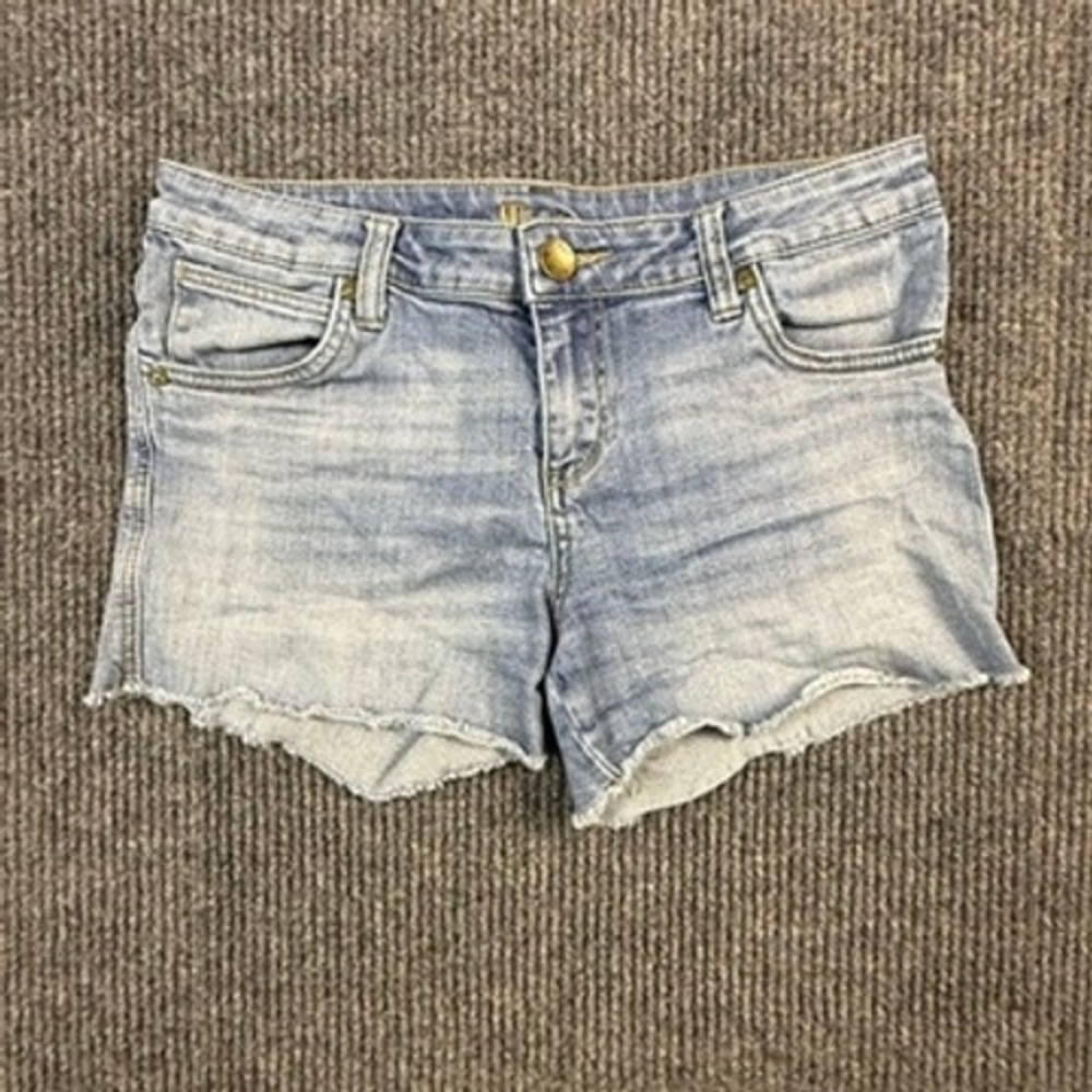 KUT from the Kloth Gidget Fray Womens Light Wash Raw Hem Denim Jean Short Size 6